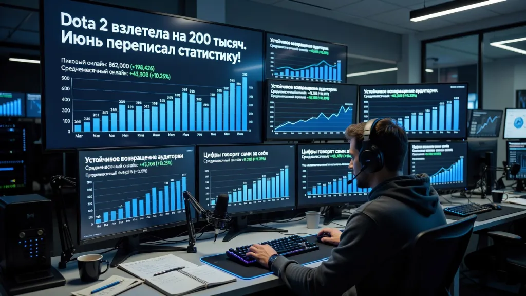 Dota 2 взлетела на 200 тысяч. Июнь переписал статистику!